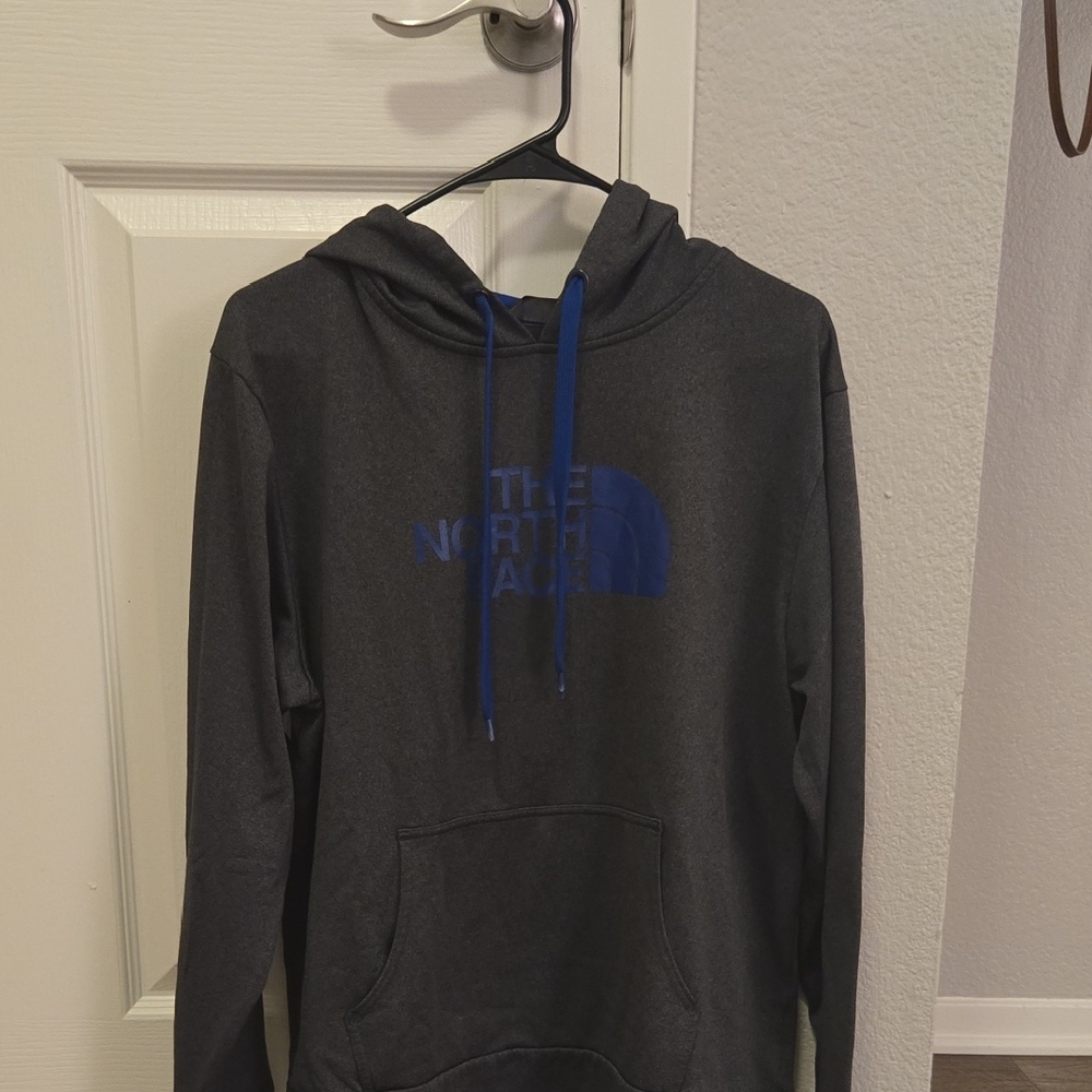 The North Face Gray and Blue Hooded Sweater
